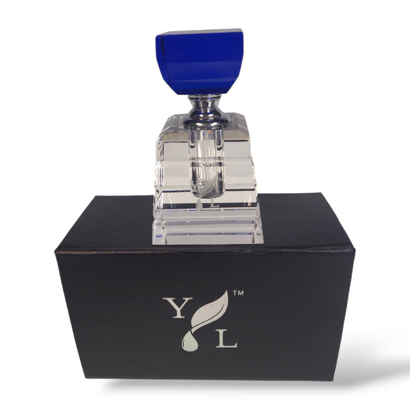 Young Living Essential Oils Glass Perfume Bottle NEW Blue & Clear Logo with Box - Picture 1 of 9